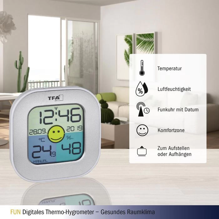 TFA Thermo-Hygrometer 30.5050.54 Innen, Digital, Silber 2 TFA Thermo-Hygrometer 30.5050.54 Innen, Digital, Silber - Image 2