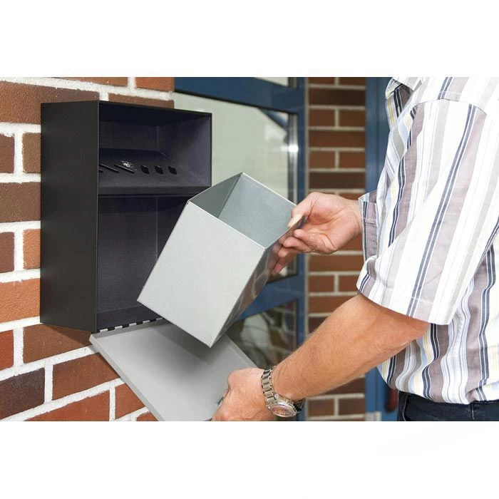 Wedo Aschenbecher 17038112, Wandascher Aus Stahl, 6,8 Liter, Silber / Schwarz 3 Wedo Aschenbecher 17038112, Wandascher Aus Stahl, 6,8 Liter, Silber / Schwarz - Image 3