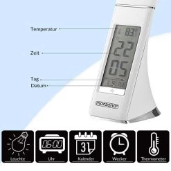 Monzana Schreibtischlampe LED, Dimmbar, Uhr, Temperatur, Kalender, Weiß -Haushaltsprodukte Geschäft 7141e287d5ad5cab5bae3fe5c2e2e8dd7b3d8ef5 schreibtischlampe monzana lilly led