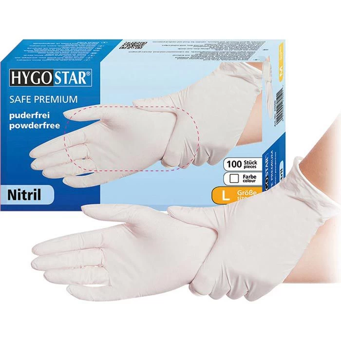 Franz-Mensch Einmalhandschuhe Safe Nitril Puderfrei, Weiß, Größe L, 100 Stück 1 Franz-Mensch Einmalhandschuhe Safe Nitril Puderfrei, Weiß, Größe L, 100 Stück