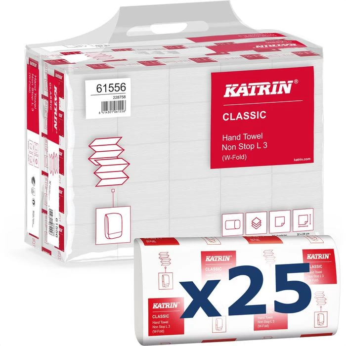 Katrin Papierhandtücher Classic Non Stop L 3 Wide, 3-lagig, Interfold-Falz, 24 X 32 Cm, 2250 Stück 1 Katrin Papierhandtücher Classic Non Stop L 3 Wide, 3-lagig, Interfold-Falz, 24 X 32 Cm, 2250 Stück