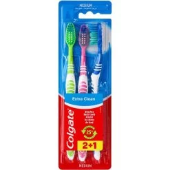 Colgate® Colgate Zahnbürste Extra Clean 2 + 1, Mittel, 3 Stück
