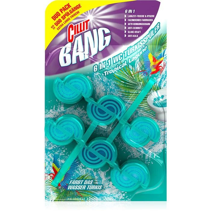 Cillit-Bang WC-Duftspüler 6 In 1 Türkisspüler, Tropical Lagune, Im Korb, 2 Stück 1 Cillit-Bang WC-Duftspüler 6 In 1 Türkisspüler, Tropical Lagune, Im Korb, 2 Stück