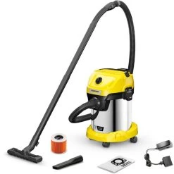 Kärcher Nass-Trockensauger WD 3-18 S Battery Set, 17 Liter, Akku 18V / 5Ah, Edelstahlbehälter