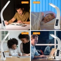 Monzana Schreibtischlampe LED, Dimmbar, Uhr, Temperatur, Kalender, Weiß -Haushaltsprodukte Geschäft 7f340fed14e4a149acf697db393e32ed7791b411 schreibtischlampe monzana lilly led
