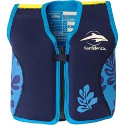 Konfidence Schwimmweste Neopren KJ14-B, Für Kinder, 2 - 3 Jahre, 12 - 20 Kg, Blätter, Blau