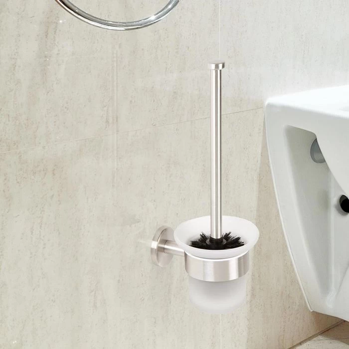 Bremermann WC-Bürste WC-Garnitur PIAZZA, Weiß, Bürstenhalter Aus Glas, Zur Wandmontage 2 Bremermann WC-Bürste WC-Garnitur PIAZZA, Weiß, Bürstenhalter Aus Glas, Zur Wandmontage - Image 2