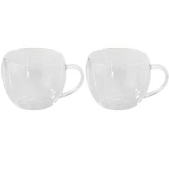 Böttcher-AG Kaffeegläser Teeglas, Doppelwandig, Mit Henkel, 250ml, 2 Stück