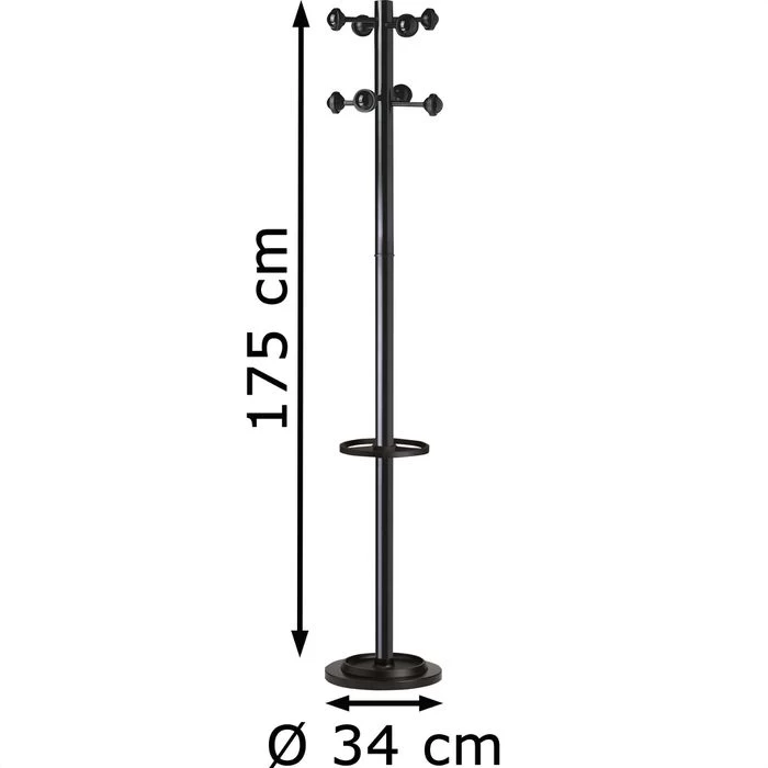 Unilux Garderobenständer Accueil 100340694, Mit 8 Haken, 175 X 34cm (HxØ), Metall, Schwarz 2 Unilux Garderobenständer Accueil 100340694, Mit 8 Haken, 175 X 34cm (HxØ), Metall, Schwarz - Image 2