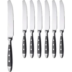 Gräwe Menümesser Nürnberg, Edelstahl 18/0, Geschmiedet, Silber / Schwarz, 6 Stück