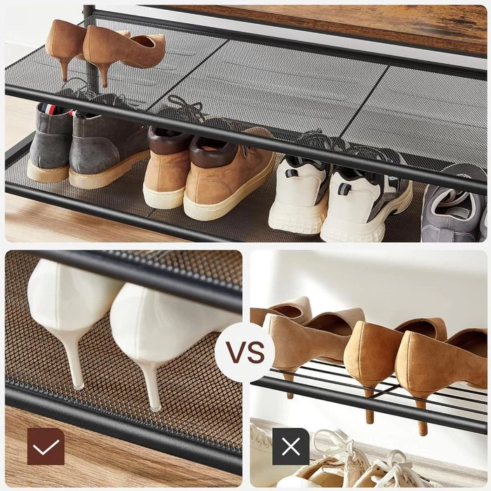 Vasagle Garderobenständer HSR410B01, Vintage, Mit 22 Haken, Metall / Holz, Schwarz / Braun 5 Vasagle Garderobenständer HSR410B01, Vintage, Mit 22 Haken, Metall / Holz, Schwarz / Braun - Image 5