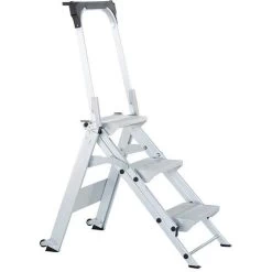 Zarges Klapptritt Plazastep P 41493, Aus Aluminium, Standhöhe 66cm, Bügel, Klapptreppe Mit 3 Stufen