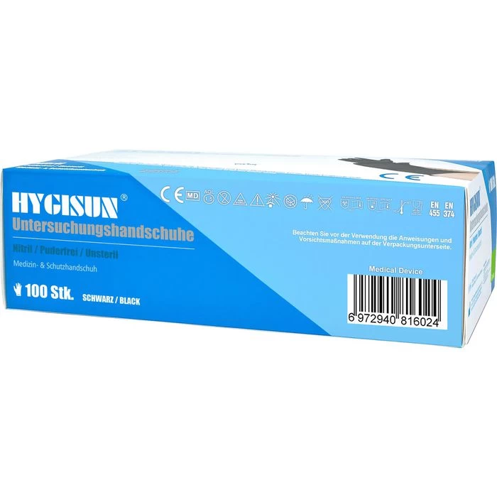 HYGISUN Einmalhandschuhe Intco Nitril, Puderfrei, Schwarz, 100 Stück, Größe M 5 HYGISUN Einmalhandschuhe Intco Nitril, Puderfrei, Schwarz, 100 Stück, Größe M - Image 5