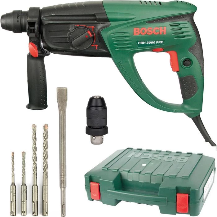 Bosch Bohrhammer PBH 3000 FRE, SDS+, 750 W, Mit Schnellspannfutter, Bohrer-Set, Koffer 1 Bosch Bohrhammer PBH 3000 FRE, SDS+, 750 W, Mit Schnellspannfutter, Bohrer-Set, Koffer