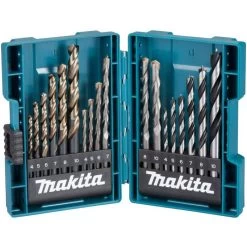 Makita Bohrer B-49432, 18-teiliges Set, Stahl, Metall, Holz, Steinbohrer