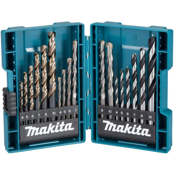 Makita Bohrer B-49432, 18-teiliges Set, Stahl, Metall, Holz, Steinbohrer 1 Makita Bohrer B-49432, 18-teiliges Set, Stahl, Metall, Holz, Steinbohrer