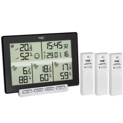 TFA Thermo-Hygrometer 30.3054.10 Multi Sens Funk, Digital, Innen/außen, Inkl. 3 Außensensoren