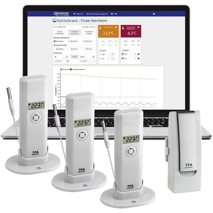 TFA Weatherhub-Set 31.4010.02 Observer, Inkl. 3 Thermometer Mit Kabelfühler, Gateway 2 TFA Weatherhub-Set 31.4010.02 Observer, Inkl. 3 Thermometer Mit Kabelfühler, Gateway - Image 2