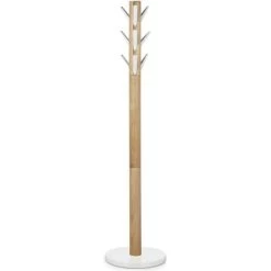 Umbra Garderobenständer Flapper, 320361-668, Mit 9 Klappbaren Haken, Holz, Natur / Weiß