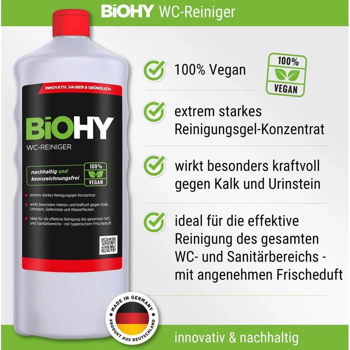 BiOHY WC-Reiniger 014-001, 100% Vegan, Bio-Konzentrat, 1 Liter 2 BiOHY WC-Reiniger 014-001, 100% Vegan, Bio-Konzentrat, 1 Liter - Image 2