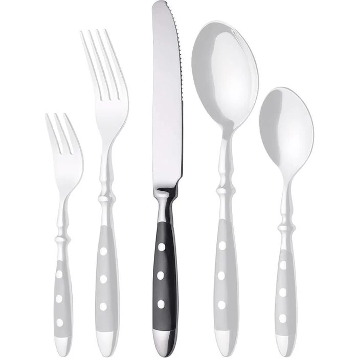 Gräwe Menümesser Nürnberg, Edelstahl 18/0, Geschmiedet, Silber / Schwarz, 6 Stück 2 Gräwe Menümesser Nürnberg, Edelstahl 18/0, Geschmiedet, Silber / Schwarz, 6 Stück - Image 2