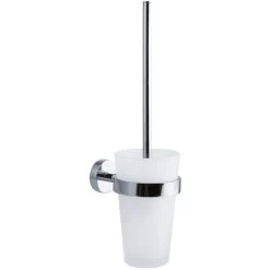 Tesa WC-Bürste Smooz, Weiß, Bürstenhalter Aus Glas, Zur Wandmontage