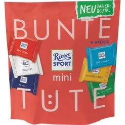 Ritter-Sport Minischokolade Mini Bunter Mix, 6 Sorten, 9 Stück, 150g