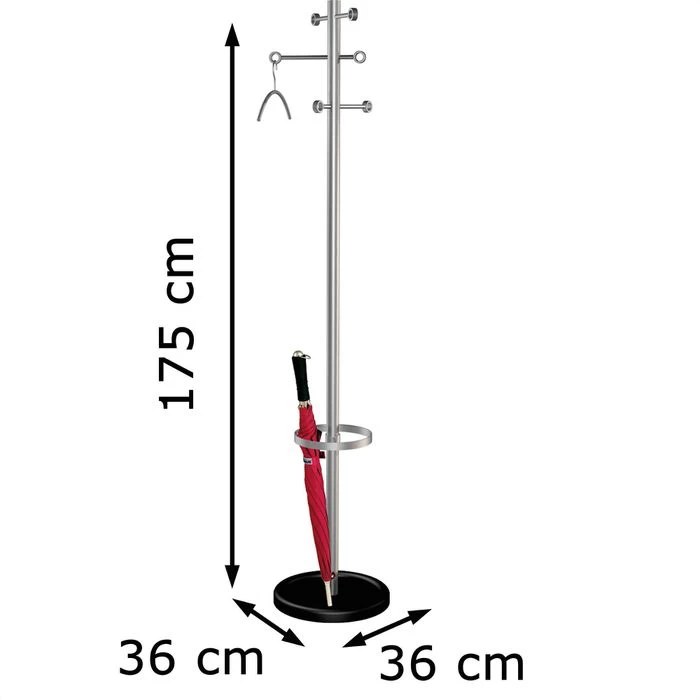 Kerkmann Garderobenständer Easy, 6114, Mit 6 Haken, Edelstahl, Silber 5 Kerkmann Garderobenständer Easy, 6114, Mit 6 Haken, Edelstahl, Silber - Image 5