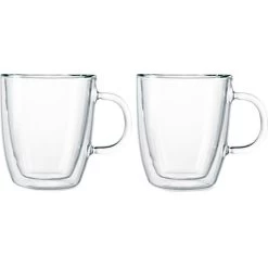 Bodum Kaffeegläser Bistro Tassen 10604-10, Doppelwandig, Mit Henkel, 300ml, 2 Stück