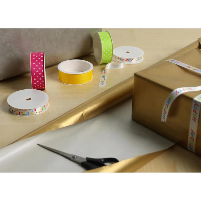 Präsent Geschenkband Geburtstag, Set Mit 5 Motiven, Stoffband, 15-25mm X 3m, Matt, 5 Stück - Image 5