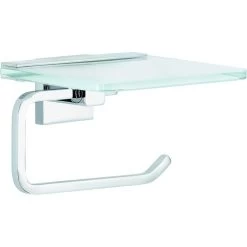 Tesa Toilettenpapierspender Deluxxe Mit Ablage, Ohne Bohren, Metall, Für 1 Kleinrolle, Silber