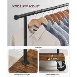 Vasagle Garderobenständer RGR111B01, Vintage, Rollen & Ablage, Ausziehbar, Metall / Holz, Braun -Haushaltsprodukte Geschäft b55d2bb68134834ce674afece3f6c570ad2f4ec4 garderobenstaender vasagle rgr111b01 vintage
