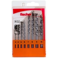 Fischer Bohrer D-S, 543027, 8-teiliges Set, 3-10mm, Steinbohrer