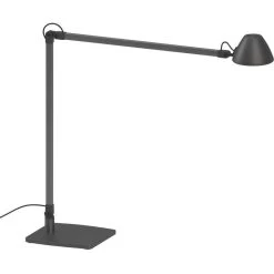 Waldmann Schreibtischlampe Lucio Neutralweiß, Dimmbar, USB, Standfuß, Doppelgelenkarm, Titan