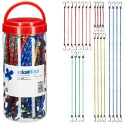 Relaxdays Gepäckspanner Set, Mit Haken, 5 Größen, Für Fahrrad & Motorrad, Farbig Sortiert, 24 Stück