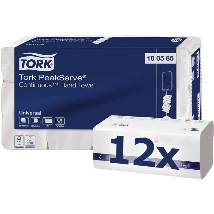 Tork Papierhandtücher PeakServe Endlos 100585 H5, 1-lagig, Interfold-Falz, 20,1 X 22,5cm, 4920 Stück 1 Tork Papierhandtücher PeakServe Endlos 100585 H5, 1-lagig, Interfold-Falz, 20,1 X 22,5cm, 4920 Stück