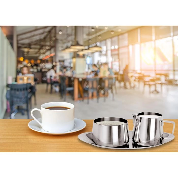 Contacto Milch-Zucker-Set 114015, Edelstahl, Silber, Inkl. Tablett 2 Contacto Milch-Zucker-Set 114015, Edelstahl, Silber, Inkl. Tablett - Image 2