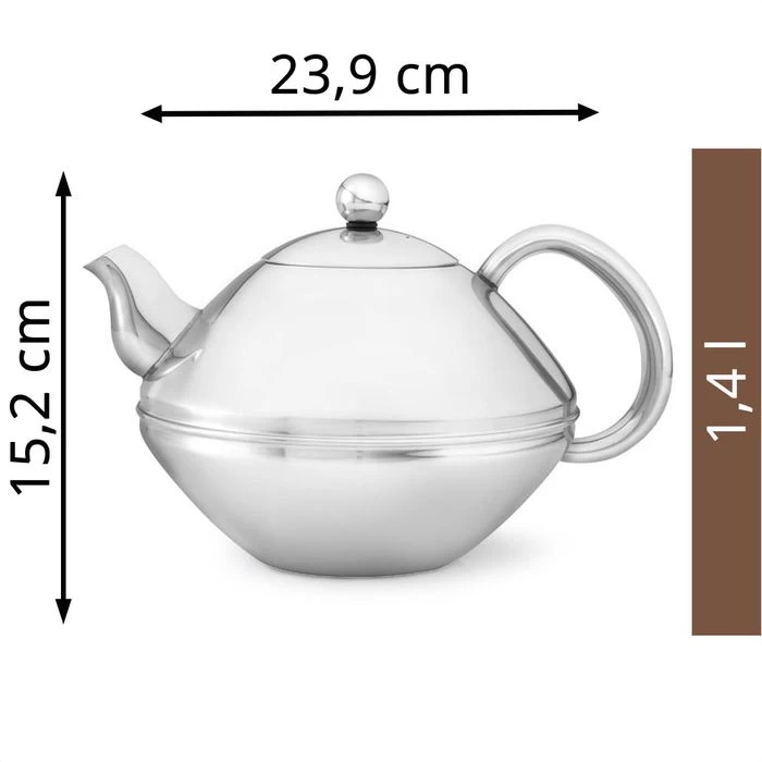 Bredemeijer Tee-Kanne Minuet Ceylon, Edelstahl, Doppelwandig, Silber Matt, 1,4 L 2 Bredemeijer Tee-Kanne Minuet Ceylon, Edelstahl, Doppelwandig, Silber Matt, 1,4 L - Image 2