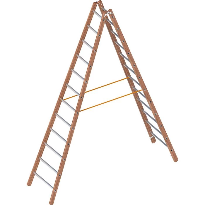 Layher Stehleiter 1028, Aus Holz Mit 2 X 12 Sprossen Aus Aluminium 1 Layher Stehleiter 1028, Aus Holz Mit 2 X 12 Sprossen Aus Aluminium