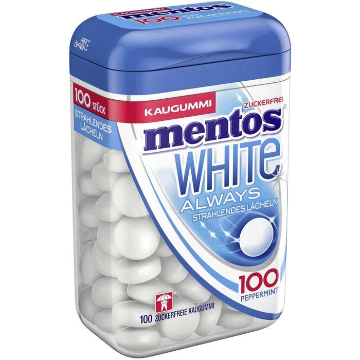 Mentos Kaugummis Always White Peppermint, 100 Dragees 2 Mentos Kaugummis Always White Peppermint, 100 Dragees - Image 2