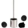 Bremermann WC-Bürste WC-Garnitur, Silber, Bürstenhalter Aus Edelstahl, Inkl. 3 Ersatzköpfe