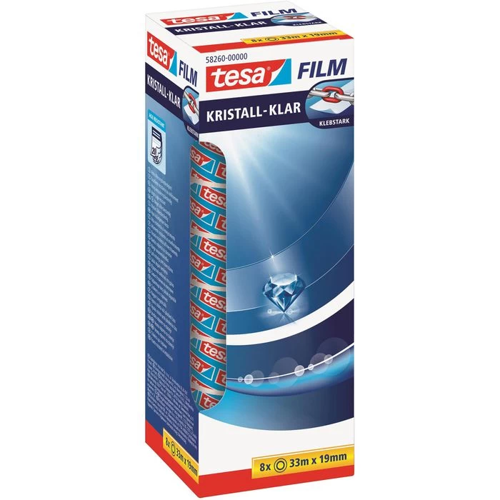 Tesa Klebeband 58260, Multifilm, 19mm X 33m, KernØ 26mm, Kristallklar, 8 Stück 1 Tesa Klebeband 58260, Multifilm, 19mm X 33m, KernØ 26mm, Kristallklar, 8 Stück