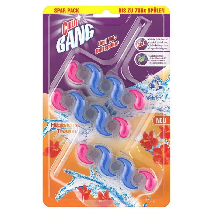 Cillit-Bang WC-Duftspüler 6 In 1 Duftspüler, Hibiskustraum, Im Korb, 3 Stück 1 Cillit-Bang WC-Duftspüler 6 In 1 Duftspüler, Hibiskustraum, Im Korb, 3 Stück