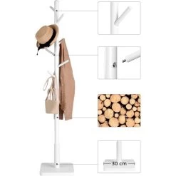 Vasagle Garderobenständer RCR010W02, Mit 8 Haken, Holz, Weiß -Haushaltsprodukte Geschäft cd173b44973391d62a94b01a7a55acb3274dc99c garderobenstaender vasagle rcr010w02