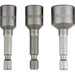 Bosch Steckschlüssel 2608551078, 3-teilig, 8 - 13mm Schlüsselweite - 50mm Länge, 1/4 Zoll