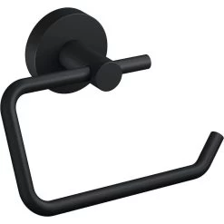 Tesa Toilettenpapierspender Moon Black, 40560, Ohne Bohren, Metall, Für 1 Kleinrolle, Schwarz