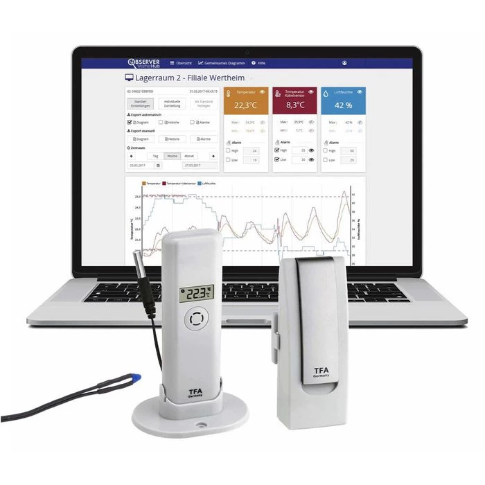 TFA Weatherhub-Set 31.4016.02 Observer, Thermo-Hygrometer + Spezial-Kabelfühler, Gateway 2 TFA Weatherhub-Set 31.4016.02 Observer, Thermo-Hygrometer + Spezial-Kabelfühler, Gateway - Image 2