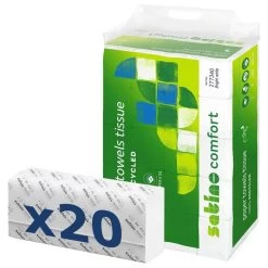 Satino Papierhandtücher Comfort 277340, Weiß, 2-lagig, Interfold-Falz, 20,6 X 32 Cm, 3000 Stück