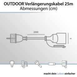 Arcas Strom-Verlängerungskabel, 25m, Schutzkontakt, Außen IP44, Schwarz -Haushaltsprodukte Geschäft da4eef847b895cbbca8a13aca6e5163549d9973b strom verlaengerungskabel arcas