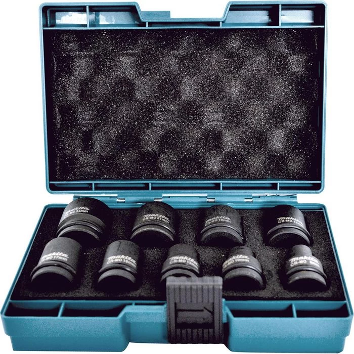 Makita Steckschlüssel D-41517, 9-teilig, 8 - 24mm Schlüsselweite - 38mm Länge, 1/2 Zoll 1 Makita Steckschlüssel D-41517, 9-teilig, 8 - 24mm Schlüsselweite - 38mm Länge, 1/2 Zoll